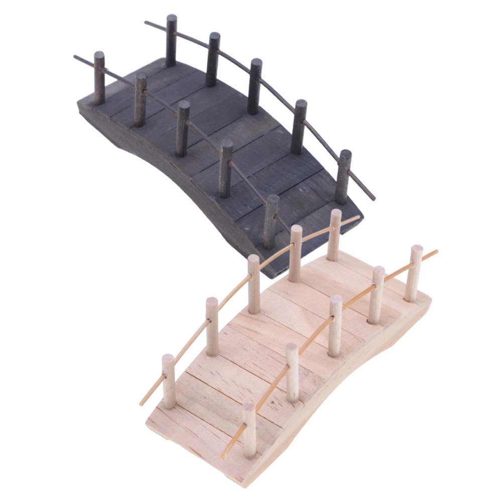 Bonsai Garden Landscape Design - 2 stuks Mini Boogbrug Vintage Houten
