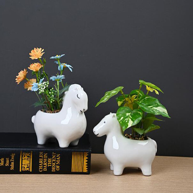 Wit porselein creatieve paarde - Bonsai Garden Art recensie en prijs
